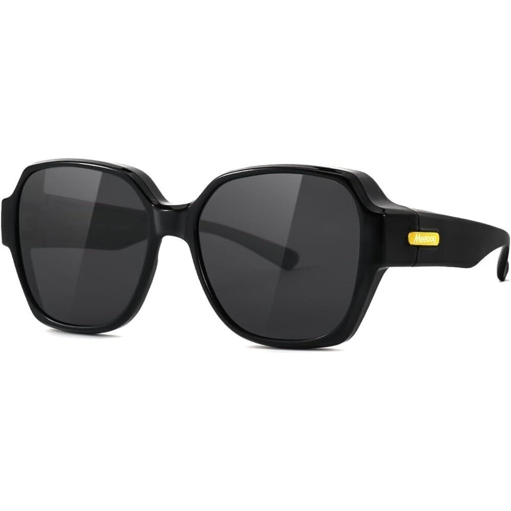 Women's  Black Frame Black Lens Polarized Stylish Oversized Fit-over Sunglasses